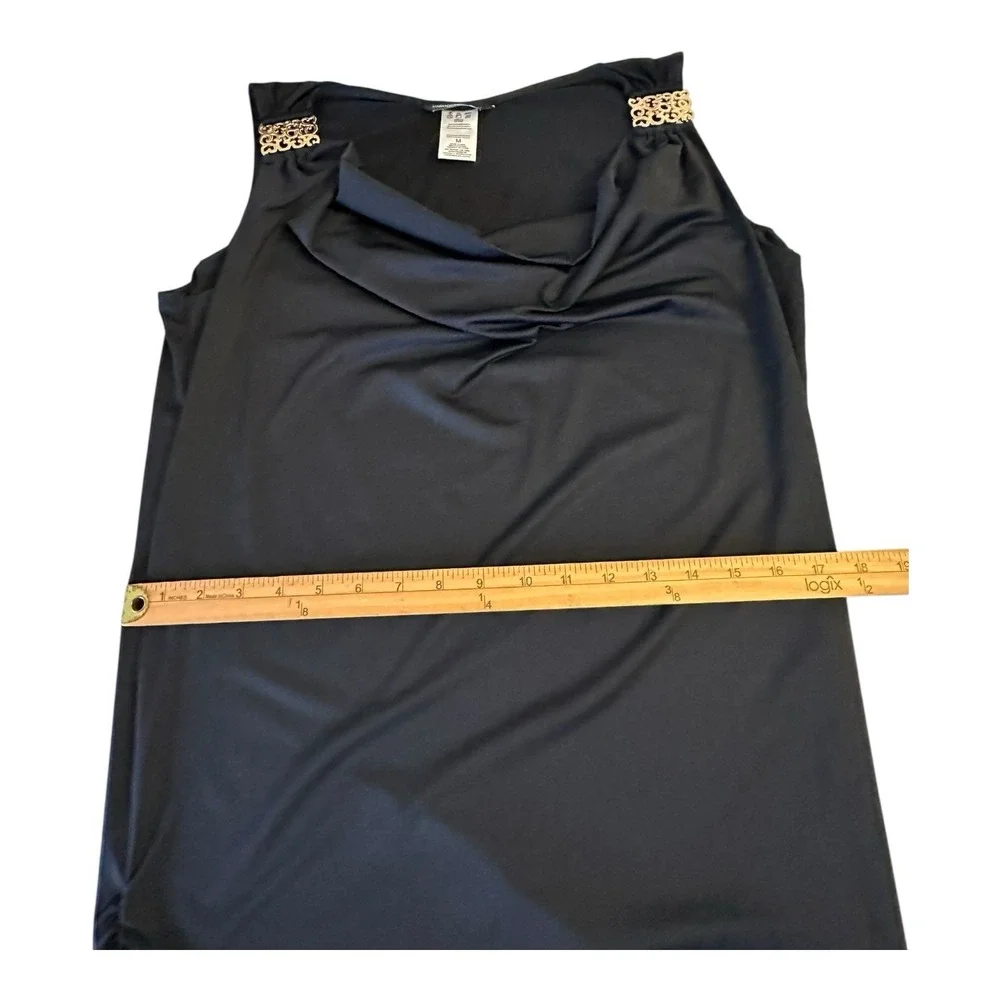 CARMEN‎ MARC VALVO Swim Dress Women's Sz M Black Ruched Beach Resort Cruise